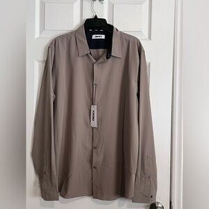 DKNY Taupe Button-Up Shirt size XL